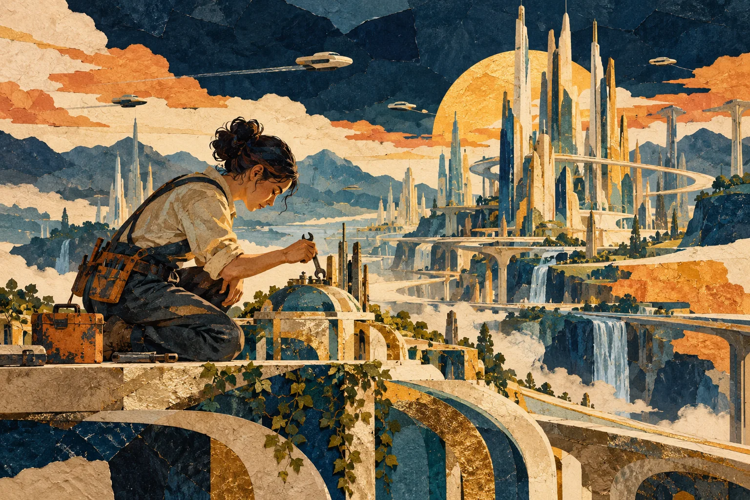 Conceptual editorial illustration for The Future Has a Maintenance Department